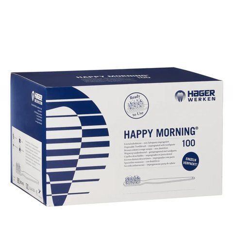 Одноразові зубні щітки імпрегновані зубною пастою Happy Morning (100 шт), (Miradent) 2394963730 фото