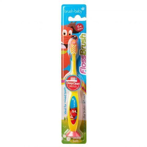 Зубна щітка Flossbrush (від 6 років) - Yellow, (Brush-baby) 2217944891 фото