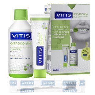 VITIS ORTHODONTIC НАБІР: ополіскувач 500 мл, зубна паста 100 мл + щітка у подарунок 2362068822 фото