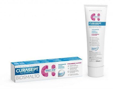Зубна паста CURASEPT BIOSMALTO CARIES, EROSION AND ABRASION, з полуничним смаком, 50мл 2069844853 фото