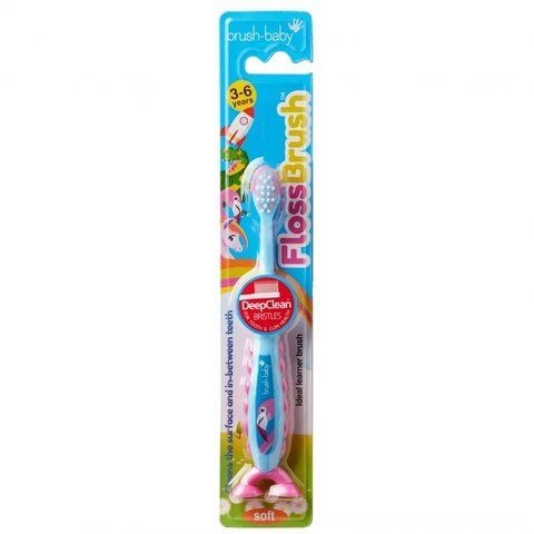 Зубна щітка Flossbrush (від 3 до 6 років) - Фламінго, (Brush-baby) 2217964522 фото