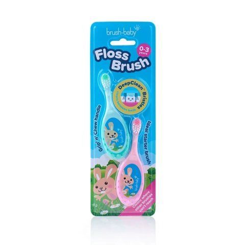 Дитяча зубна щітка Flossbrush (від 0 до 3 років) - Pink-Teal (2 шт), (Brush-baby) 2217969939 фото