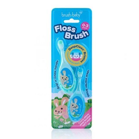 Дитяча зубна щітка Flossbrush (від 0 до 3 років) - Blue-Teal (2 шт), (Brush-baby) 2362159235 фото