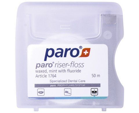 Paro&reg; riser-floss Зубна нитка, вощена, з м'ятою та фторидом, 50 м 3560737392 фото